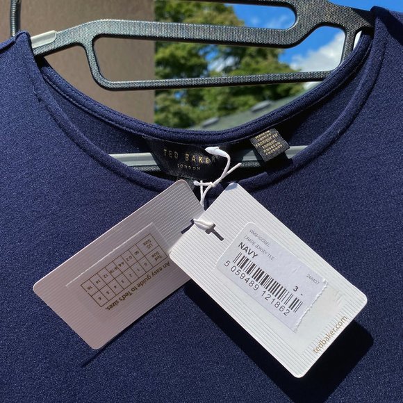 Ted Baker Drape Jersey Tee Navy Size 3 (USA 8) - Picture 6 of 6
